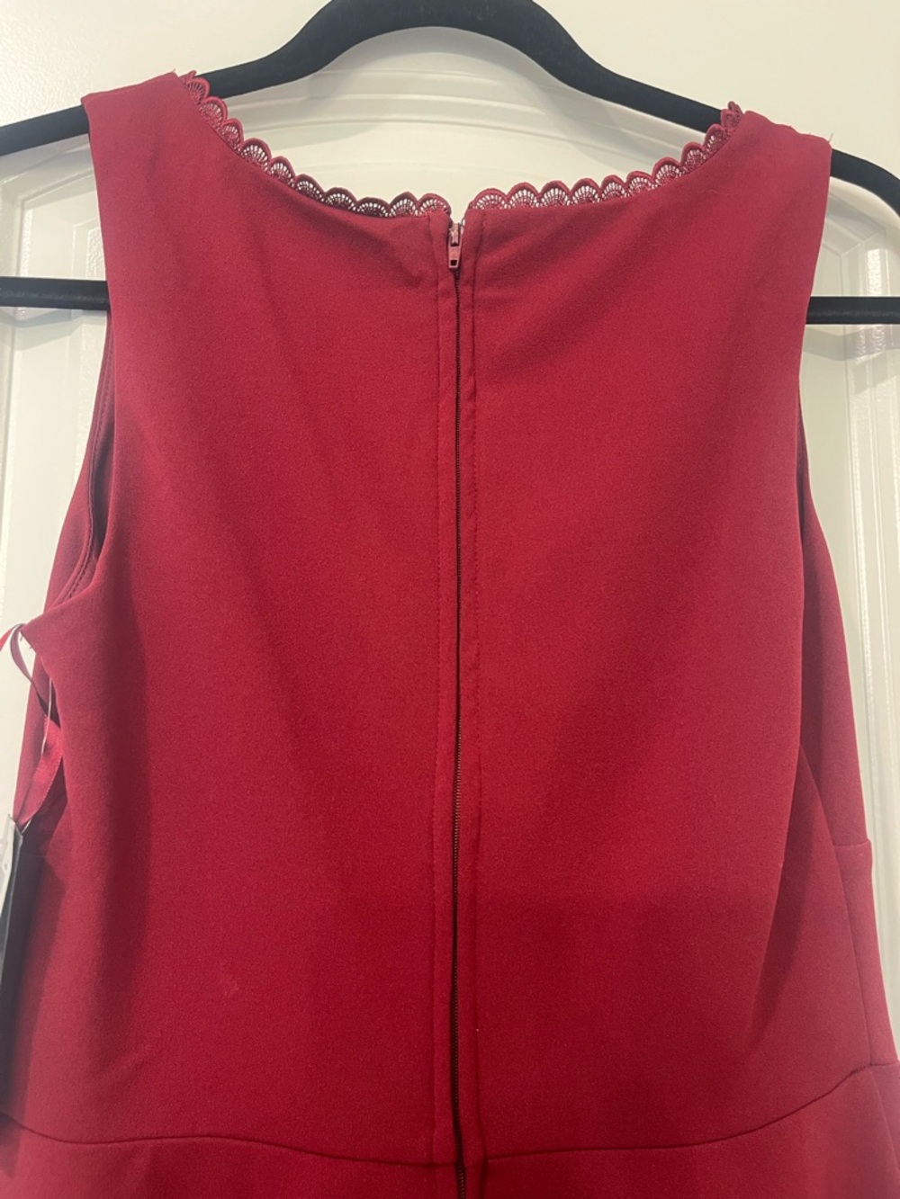 City Studio Burgundy Scalloped V-Neck Fit & Flare A-line Mini Dress Sz 9 NWT - Picture 7 of 12